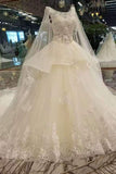 New Arrival Luxurious Wedding Dresses Lace Up With Appliques And Beading Scoop