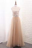 A Line Tulle & Lace Two-Piece Bridesmaid