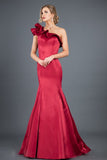 New Arrival Satin One Shoulder Mermaid Sweep Train Evening