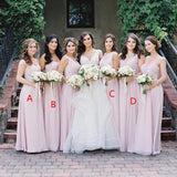 Simple Pink Mismatched A-Line Bridesmaid Dresses, Elegant Chiffon Bridesmaid Dress STA15397