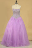 Ball Gown Quinceanera Dresses Sweetheart Beaded Bodice Floor Length Tulle