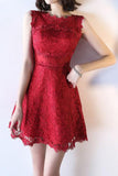 Homecoming Dresses A Line Scoop Lace Short/Mini Zipper