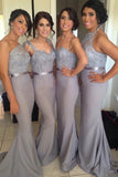 Mermaid Elastic Satin Bridesmaid Dresses With Applique And Sash Sweep