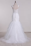 New Arrival Spaghetti Straps Mermaid Wedding Dresses Tulle With