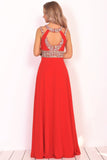 New Arrival Scoop Prom Dresses A Line Chiffon With Beads