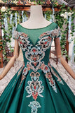 New Prom Dresses Short Sleeves Ball Gown Lace Up Back With