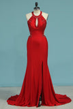 New Arrival Scoop Mermaid Prom Dresses Spandex With Beads And