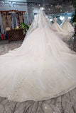 Ball Gown Lace Up Back Cathedral Train Wedding Dress