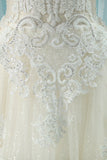 Luxurious Scoop Wedding Dresses A Line Tulle With Appliques And Beading Royal