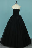 New Arrival Strapless Tulle Prom Dresses A Line With