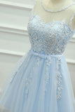 Homecoming Dresses Scoop Tulle With Applique And Sash A