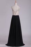 Cap Sleeve Prom Dresses Bateau With Beading And Slit Chiffon