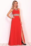 New Arrival Scoop Prom Dresses A Line Chiffon With Beads