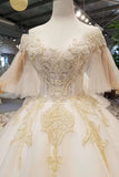 Ball Gown Wedding Dresses Off-The-Shoulder Floor-Length Lace Up