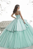 Scoop Ball Gown Quinceanera Dresses Tulle & Satin With Beads