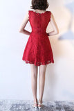 Homecoming Dresses A Line Scoop Lace Short/Mini Zipper