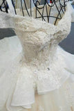 Luxury Wedding Dresses A-Line Long Train Off The Shoulder