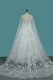 Ball Gown Scoop Neck Wedding Dresses Lace Up With Appliques And