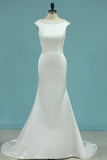 New Bateau Wedding Dresses Mermaid Satin With