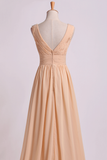 Bridesmaid Dress V Neck A Line Floor Length Chiffon With Beads