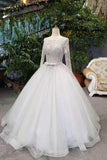 New Arrival Bling Bling Wedding Dresses A-Line Floor Length Zipper Up Long Sleeves With Beaded