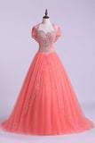 Sweetheart Quinceanera Dresses A Line Beaded Tulle Floor