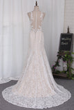 New Arrival Wedding Dresses Mermaid Scoop Lace With Applique Court