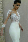 New Arrival Satin Wedding Dresses Mermaid Scoop With Appliques And Pearls Long