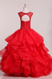 Quinceanera Dresses Organza Scoop With Beading