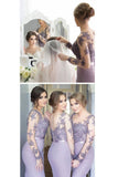 Long Sleeves Bridesmaid Dresses Mermaid Scoop Spandex