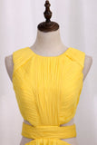 New Arrival Scoop With Ruffles And Slit Prom Dresses A Line 30D