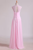 V-Neck Bridesmaid Dresses A-Line Floor-Length With