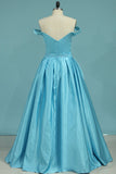 New Arrival Off The Shoulder Prom Dresses A Line Satin With