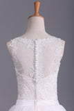 New Arrival Spaghetti Straps Wedding Dresses Sheath Lace & Tulle With Applique Court Train STAPRX2EKZH