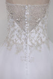 A Line Sweetheart Beaded Bodice Wedding Dresses Organza Court