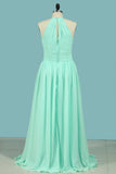 Bridesmaid Dresses Scoop Chiffon With Ruffles Floor