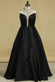 New Arrival Prom Dresses High Neck Satin With Beading A