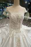 Marvelous Satin High Quality Floral Wedding Dresses Lace Up Scoop Neck With