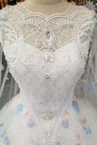 Hot Selling Scoop Neck Wedding Dresses Lace Up With Appliques And Handmade