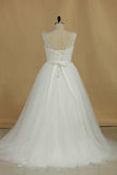 A Line Wedding Dresses Scoop With Applique And Sash