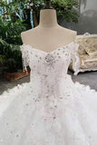 Fantastic Bling Bling Wedding Dresses Off The Shoulder With Appliques And Sequins Lace Up