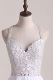 New Arrival Spaghetti Straps A Line Wedding Dresses Chiffon With