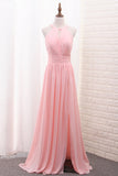 Chiffon Bridesmaid Dresses Scoop A Line Floor Length With Ruffles And