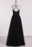 Bridesmaid Dresses A Line Scoop Open Back Tulle With Embroidery And