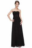 Chiffon Sweetheart Neck A Line Sleeveless Wedding Bridesmaid Long Evening Festive Party