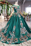 New Prom Dresses Short Sleeves Ball Gown Lace Up Back With