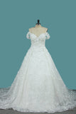 Gorgeous Wedding Dresses A Line Tulle Off The Shoulder With Applique Floor