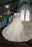 Marvelous Bling Wedding Dresses Scoop Neck With Long Sleeves Appliques Lace