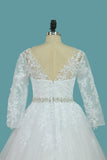 Bateau Wedding Dresses Tulle A Line With Applique And Beads Court