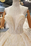 Luxury Wedding Dresses Halter A-Line Lace Half Sleeves Open Back Cathedral Train Top Quality